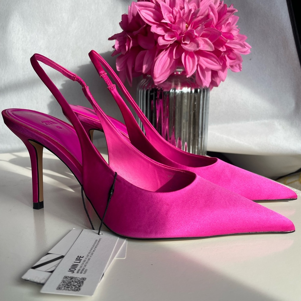 Zara Pink Slingback Heels